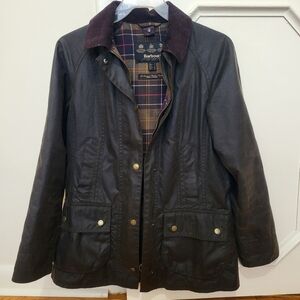 Barbour Beadnell Wax Jacket Traditional Olive Brown Utility Womens US 2 4 6